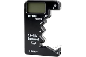 DEWFIGS ㅤ Tester Pile Digitale di Capacità Universale con Schermo LCD ad Alta Definizione, Compatibile con Tipi AA, AAA, C, D, 9V e 1.5V, Tester in ABS Robusto per Uso Domestico Misurazione e Affidabile Energia