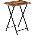 HOOBRO TV Tray, Folding TV Table, Stable Snack Table for Small Space, Portable Sofaside Table, Easy Assembly and Storage, Ideal for Snacks and Meals in Living Room, Bedroom, Rustic Brown BF15BZ01
