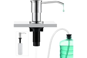 CREA Dispensador de Jabón de Cocina, Dispensador de Detergente de Cocina, Dispensador de jabón para Fregadero con Botella de 500 ml y Manguera de extensión de 1,0 m para llenado Desde Arriba, Cromo