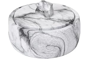 BIGH Cenicero efecto Mármol con Tapa - Cenicero absorbe humo - Cenicero exterior gris - Cenicero portátil para Oficina, Jardín, Hotel u Hogar - Tapa Antiolores