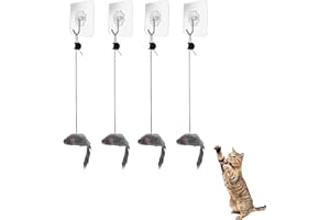 QTTRPCU 4 Stück Katzenspielzeug Türrahmen Elastische Maus mit Quietschgeräusch, Katzen Beschäftigung, Interaktives Selbstbeschäftigung Katze