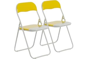 HARBOUR HOUSEWARES Chaise pliante rembourrée - pour le bureau - jaune/blanc - lot de 2