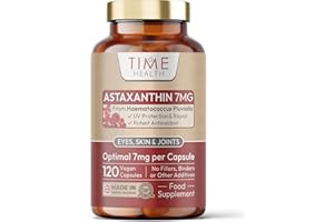 TIME HEALTH Astaxanthin - 7mg Optimal Dose - 120 Capsules - Super Antioxidant - Haematococcus Pluvialis - 100% Pure Natural Bioavailable 4 Month Supply - UK Manufactured - Zero Additives