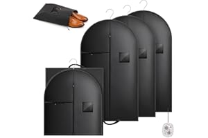 CDBUCC Suit Bags for Men, 3PCs Garment Bags Sets 40inch Black Suit Carriers Dress bags Covers Long with Zip in Wardrobe,Clothes Covers Protector Bags,Clothes Storage Bag