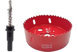 TUNEZ® Scie cloche M42 bimétallique avec arbre hexagonal et forets de centrage en métal pour bois, métal, plaque de plâtre, tôle, tuyau en plastique (100 MM)