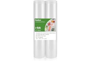 Radikor Bolsas Vacio Alimentos, 2 Rollos 28x600cm Rollos Envasadora al Vacío, Bolsas Envasar al Vacio Alimentos, Bolsas para Conservación de Alimentos, Sous Vide Cocina, Sin BPA