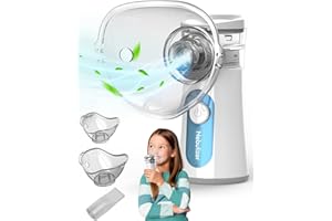 MIODURO Aerosol Portatile Silenzioso per Adulti e Bambini, Ultrasuoni Macchina Aerosol per Malattie Respiratorie Efficace, USB-C Ricaricabile, 2 Maschere E Boccaglio, La Batteria Dura a Lungo