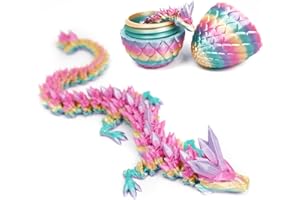 DUOCIYUAN 3D Gedrucktes Drachenei, Drachen Spielzeug Überraschungsdrache Im Ei für Erwachsene Kinder Geschenke Beweglicher Drachen Figuren für Easter Weihnachtstag Schreibtisch Dekoration (Farbig)