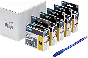 Dymo 5 étiquettes souples autocollantes industrielles 18489 Rhino en nylon – Rouleau 19 mm x 3.5 m, impression noir sur blanc + stylo PaperMate en cadeau
