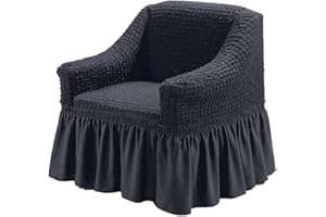‎MY PALACE My Palace Aurora Sesselschoner 1 Sitzer Stretch und antirutsch Sesselhusse Fernsehsessel Bezug elastischer Sesselüberwurf mit Schaumstoffankern, 70-120cm Anthrazit
