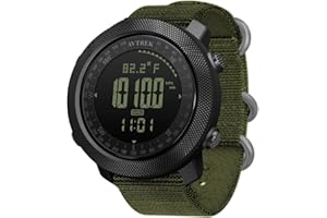 AVTREK Montres digitales de Sport pour Hommes Garçons armée Montres Boussole Militaire Montres podomètre altimètre étanches pour l'extérieur avec Alarme rétroéclairée (Vert)