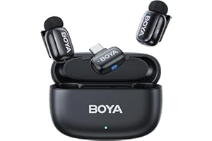 BOYA Mini Microfono Inalambrico (2TX+1RX) para iPhone 15/16, Android, 5g Ultraligero, Micrófono de Solapa, AI Voice Changer, Reducción de Ruido de 3 Niveles, 30h, Microfono Movil con Conector USB-C