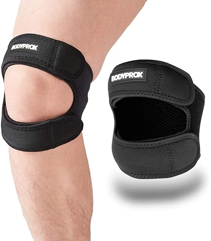 Helvezen HelveFlex Ginocchiera Regolabile con Inserto in Silicone - Supporto per Ginocchio in Neoprene per Corsa e Sport - Allevia il Disagio al Ginocchio, Tendinite Artrite Recupero Lesioni (2 Pezzi