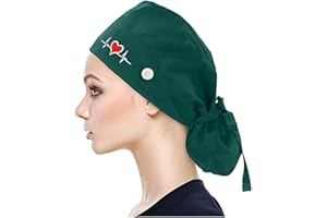 Muium(TM) Kappen mit Knopf und Baumwolle Einfarbige Schweißband Schrubben Hut für Unisex OP Haube Chirurgische Hut Verstellbar Kochmütze Kopfhauben Peeling Kappe