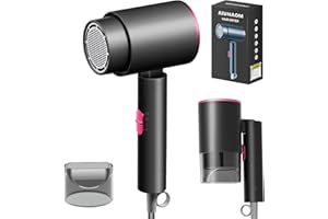 AIUNAOM Składana suszarka do włosów podróżna 2400W, profesjonalna szybkoschnąca suszarka z przyciskami gorącego/zimnego powietrza, składana suszarka do domu i salonu