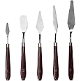 MeeTo Stainless Steel Palette Knife Set, Flexible Spatula Painting Knives for Color Mixing, Spreading, Applying Oil & Acrylic Paint on Canvases, Cake Icing, 3D Print Tool, (No. 1,2,3,4,5), Pack Of 5