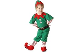 MEAUNZYL Costume da Elfo di Natale per Bambini Adulti, Vestito Da Elfo Verde Per Bambini Costume Da Festa Di Carnevale Di Buon Natale Per Uomo Donna Costume di Prestazioni Vacanza Genitori-Figli Festa Festivo