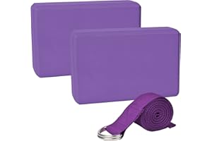 Chstarina Blocchi Yoga 2 Pezzi,Mattoncini Yoga Blocks in Schiuma Eva Ad Alta Yoga Blocks Cinghia Yoga Mattoncini Yoga Kit Accessori per Pilates, Yoga E Fitness
