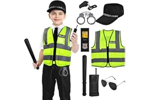 Aomig Kostium policji chłopca, kostium policji dziecięcej, kostium policji dla dzieci, zestaw do odgrywania ról policyjnych na karnawał, Halloween