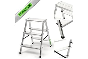 KADAX Escabeau en Aluminium avec Marches Antidérapantes et Conception Pliable pour Un Stockage et Un Transport Faciles, Échelle Légère (3 Marches)
