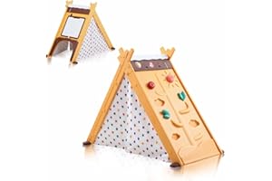 Baby Vivo Children's multifunctional 4in1 Climbing Activity Triangle Frame with Sounds - Indoor Foldable Whiteboard - Kids Toddlers Creative Painting, Drawing, Crafts, Learning
