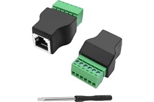 MEIRIYFA RJ12-uttag till 6-stifts skruvklämmor lödlös adapter, RJ12 6P6C uttag till 6-polig skruvklämmor, adapter för telefonkabel, ljudadapter (2 st)