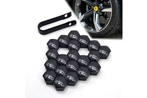 JUGUTA Cache Ecrou 19 Mm 20 Pièces Capuchon D'Écrou De Roue Capuchons De Boulon De Roue Couvre-Écrous De Pneu Universels Boulon Ecrou Couvre Avec Outil De Suppression Pour Voitures Noir