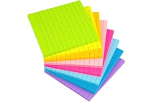 WOWIVY 8 Pads - 4X4 in Lined Sticky Notes,8 Colors Post Self Stick Notes Pads, Bright Stickies Colorful Sticky Notes for Office, Home, School, Meeting ，Strong Adhesive,50 Sheets/pad