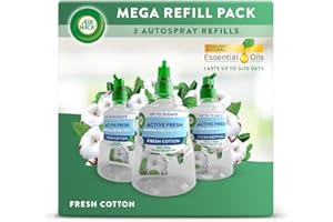 AIRWICK Air Wick Aerosol-Free Automatic Air Freshener Spray Refill Bundle, Fresh Cotton, Pack 3 x 228ml, 24x7 Active Fresh Odour Neutraliser, Lasts Up to 210 Days, Air freshener For Home
