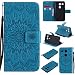Produktbild Hozor PU Leder Hülle für LG Nexus 5X 5.2 zoll Embossing Prägung Blumen Muster Ledertasche Weiche TPU Soft Rückseite Abdeckung Handytasche Bumper Schutzhülle Brieftasche Flip Case Wallet Cover Bookstyle Handyhülle Tasche Anti-Scratch Shell Folio Klapphülle mit Standfunktion Magnetverschluss und Kredit Kartenfächer - Light Blue