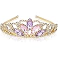 hengkaixuan Pretty Tiara Crown Pink Rhinestone AB Tiara Fairy Bridal Headpiece Birthday Halloween Gold Crown Christmas Princess Crown Tangled Costume Sweet Gift for Girls Women