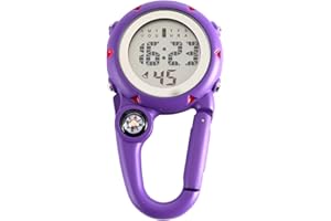 VOSO Multifunctional Luminous Clip on Carabiner Watch Mini Quartz Watch Compass, Clip On Luminous Multifunctional Carabiner Watch for Outdoor Climbing Activities