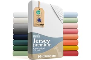 Laleni Premium Draps Housses 50x89 cm en Jersey pour Babybay Original - Drap Housse Bebe certifié Oeko-TEX - Drap Housse Berceau 100% Coton - Matelas et Linge de lit - Drap Housse Bebe en Blanc