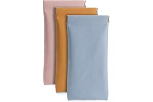 Ldirect 3 Pack Leather Eyeglasses Cases PU Soft Sunglasses Pouch Squeeze Top Portable Glasses Cases for Men and Women