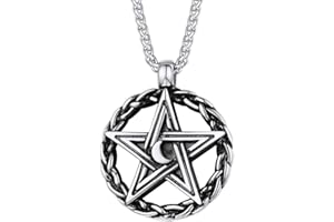 PROSTEEL Collana Uomo Collana Pentagramma Rovesciato in Acciaio/Nero/Oro, Pentagramma Ciondolo, Pentagramma Collana Pentacolo in Acciaio Inox