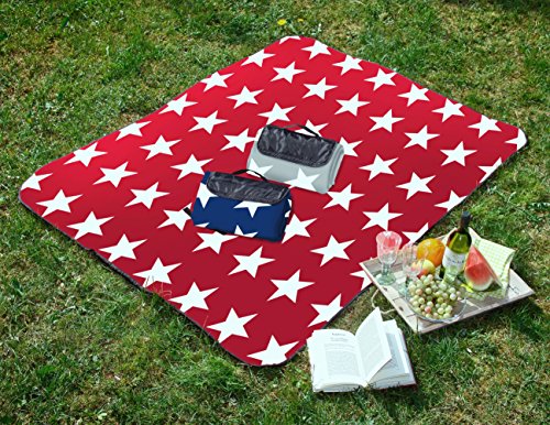 Tolle Picknickdecke mit Sterne in Normal- und XXL-Grösse, 200x200 - rot