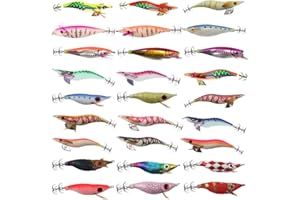 YFPICO 27pcs Turluttes Leurres de pêche Crevette Squid Jig Artificielles Pêche Leurre Appât Set