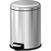 EKO Serene 5L Bathroom Trash Can with Pedal | EKO Serene 5 litre bucket with pedal, soft closing, anti-fingerprint stainless