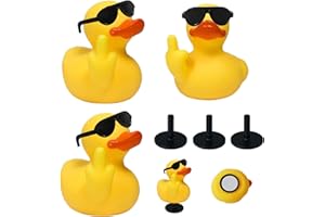 ZEPHYRHOME Patitos de Goma con Gafas de Sol, Decoraciones para el Salpicadero del Coche y Escritorio, juguetes de pato de goma adornos, Accesorios Graciosos para Jeep y Oficina, Regalos Creativos (3 Piezas)
