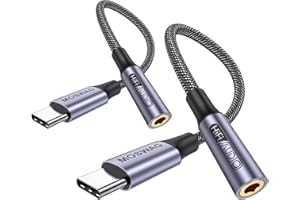 MOSWAG Adapter gniazda słuchawkowego USB C na 3,5 mm (2 sztuki), adapter audio USB C do Aux Dongle kabel do Samsung Galaxy S22 S21 S20 Ultra S20+ Note 20 10 S10 S9 Plus, Pixel 4 3 2 XL, iPada Pro i