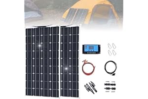 NAIQIALUO Kit Panneau Solaire 400W 600W 800W 1200W,Panneaux Solaires Souple,Solaires Monocrystalline Haute Efficacité ÉTanche,Avec ContrôLeur 40A,Pour Maison,Caravane,Bateau,2X300W