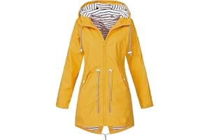 MOKBAY Veste Imperméable Femme Mi-Longues Manteau De Pluie Travail Manteaux À Capuche Veste Mi Saison avec Poches