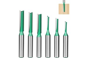SUPRBIRD Set 6 Pezzi Frese per Legno a Doppio Flauto, Gambo 8mm per Scanalature Dritte - Fresatrice Verticale,Banco Fresa,per Legno Duro/MDF/Compensato,Accessori Professionali Fai Da Te