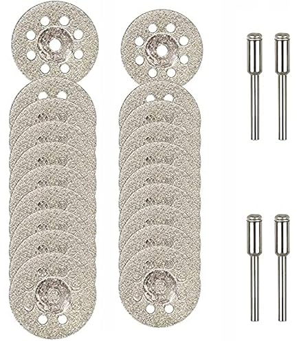 Lot de 10 Disques Diamant, 40mm Mini Disques à Tronçonner Perforés avec 2 Mandrins - Bricolage