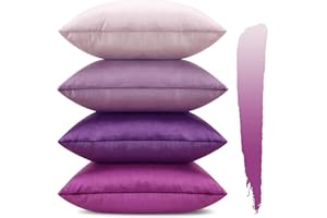 Sungeek Confezione da 4 Federe in Velluto, Fodere per Cuscini Decorativi Morbidi Copricuscini Divano di Lusso per Divano Letto Soggiorno Camera da Letto (45x45cm, Serie Viola)