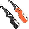 BISONBERG 2 Pack Mini Folding Keychain Knife with Box - Portable Rescue Knife, Orange and Black, 4.3 Inch