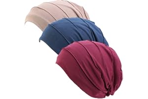 Ever Fairy 3 Stück Chemo Cancer Cotton Kopftuch Mütze Seide gefütterte Mütze Ethnic Cloth Turban Cap für Frauen