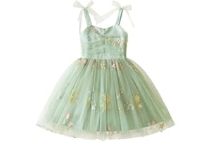 JiAmy Girls' Dresses Ribbed Knit Tulle Dresses Sequin Spring Flying Sleeves Rainbow Kids Dress for 1-6 Years Old