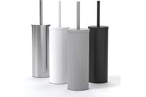 SAVEGA - Silikonowa szczotka do WC ze stali nierdzewnej – szczotka do toalety z dyskretnym uchwytem – wysokiej jakości szczotka do WC z ochroną przed pryskaniem – antybakteryjny uchwyt na szczotkę