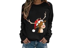 JOKELOMPLE Sudadera Cuello Redondo para Mujer Navidad - Sudaderas Divertido Estampado De NavideñO Ropa De Navidad Jersey Navideno Familia Ugly Christmas Sweater Sweatshirt Suave Y NavideñAs Blusas Abrigo